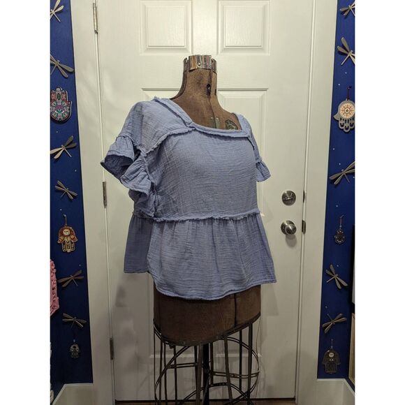 Peasant Top Boho Ruffled Blouse NWOT - Picture 3 of 10